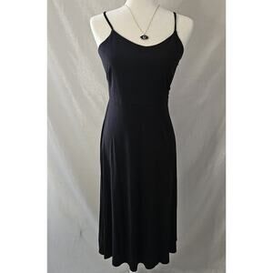 NWT Black LOFT Sun dress Size 2 Side Zip Midi Smocked Back